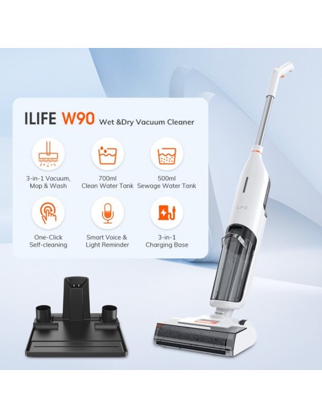 ILIFE W90 Aspirapolvere a secco senza filo 3 in 1 aspirapolvere e lavaggio autopulente serbatoio dell'acqua da 700 ml Offerte stagionali