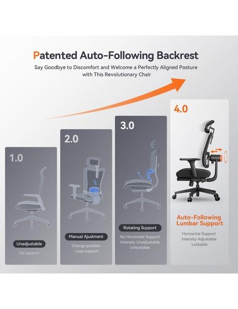 NEWTRAL MagicH-BP Sedia ergonomica con poggiapiedi schienale auto-avvolgente supporto lombare adattivo - Nero Latest stili
