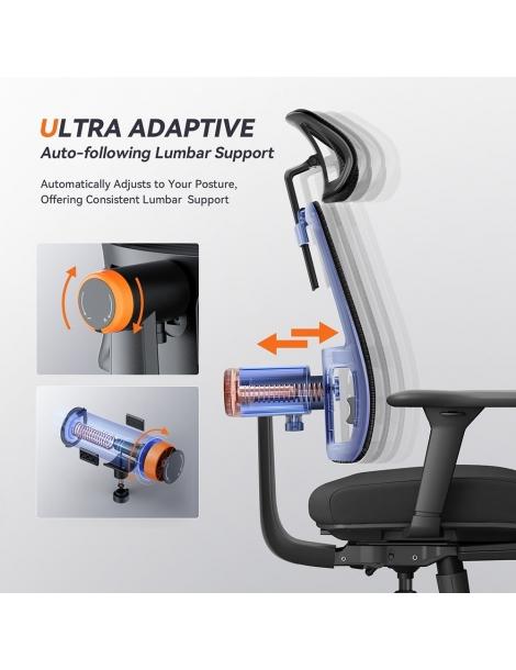 NEWTRAL MagicH-BP Sedia ergonomica con poggiapiedi schienale auto-avvolgente supporto lombare adattivo - Nero Latest stili