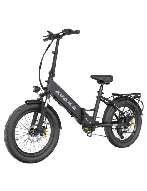 AVAKA K300 Bicicletta elettrica pieghevole motore 350W batteria 36V 16Ah pneumatici 20*3.0 pollici 31km/h 100km - Nero Outlet