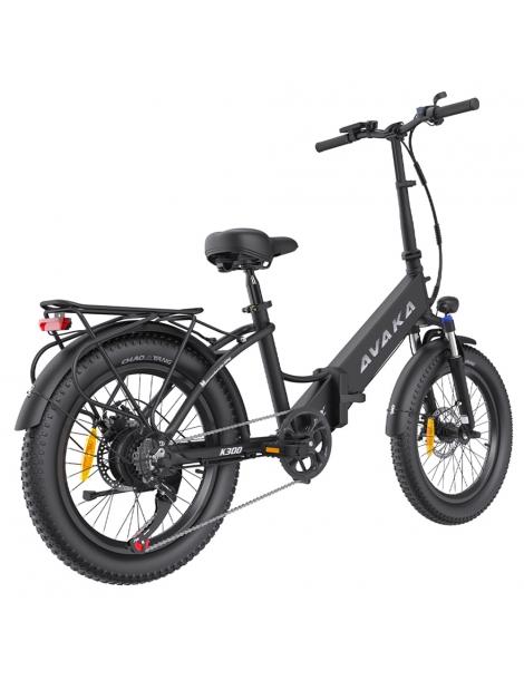 AVAKA K300 Bicicletta elettrica pieghevole motore 350W batteria 36V 16Ah pneumatici 20*3.0 pollici 31km/h 100km - Nero Outlet