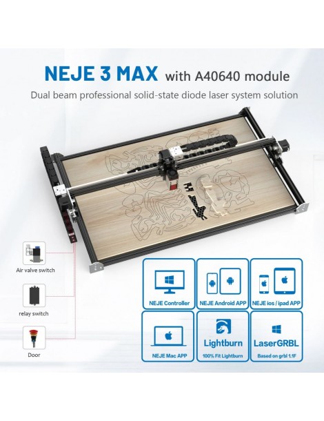 NEJE 3 MAX Incisore laser con kit di moduli a doppio raggio laser A40640 - 460x810 mm Vendita Economica