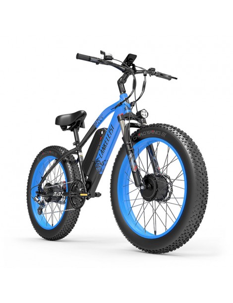 LANKELEISI MG740 PLUS 26*4.0'' Pneumatici Bici Elettrica 1000W*2 Doppio Motore 48V 17.5Ah Batteria - Blu Offerta Pasqua