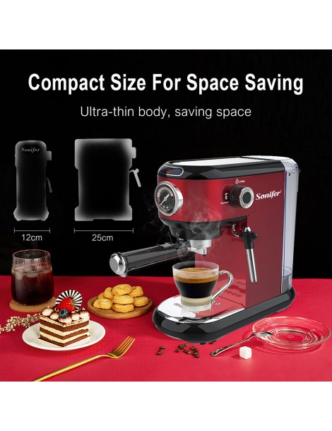 Sonifer SF3558 1450W Caffettiera elettrica per caffè espresso pompa a 15 bar cappuccinatore con schiuma di latte Limitato a 3 giorni