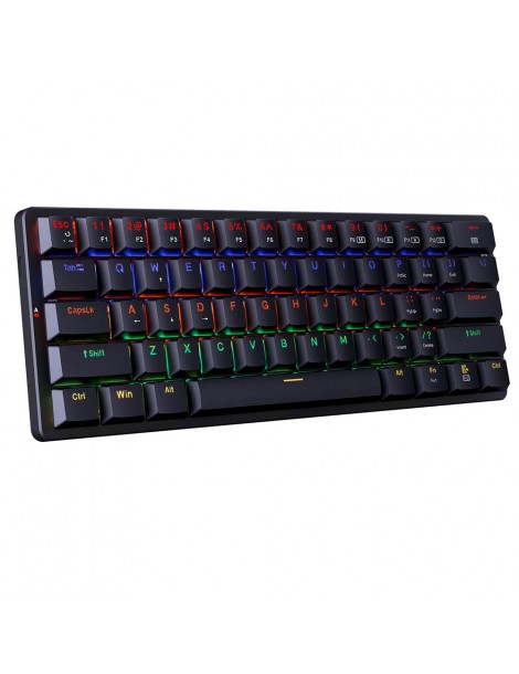K615-R Elise Tastiera meccanica cablata Rabinbow retroilluminata a LED interruttore blu ultrasottile a 61 tasti - Nero
