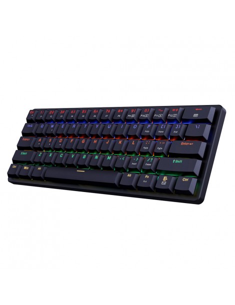 K615-R Elise Tastiera meccanica cablata Rabinbow retroilluminata a LED interruttore blu ultrasottile a 61 tasti - Nero 2025