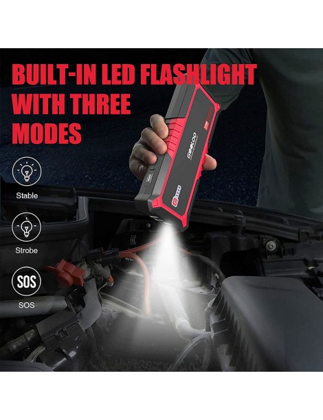 GOOLOO GP2000 avviatore di emergenza per auto con picco di 2000A Jump Box da 12V alimentatore da 19800mAh - Rosso Italia