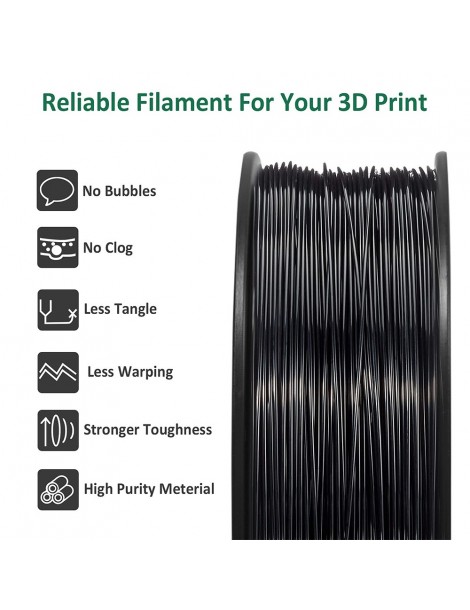Geeetech Filamento ABS per stampante 3D precisione dimensionale 1 75 mm /- 0 03 mm Bobina da 1 kg (2 2 libbre) - nero Qualità