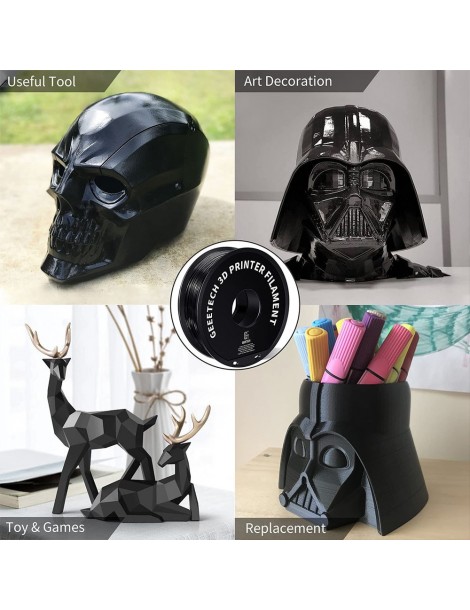 Geeetech Filamento ABS per stampante 3D precisione dimensionale 1 75 mm /- 0 03 mm Bobina da 1 kg (2 2 libbre) - nero Qualità