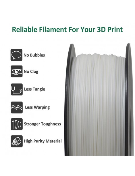 Geeetech Filamento ABS per stampante 3D precisione dimensionale 1 75 mm /- 0 03 mm Bobina da 1 kg (2 2 libbre) - Bianco Vendita