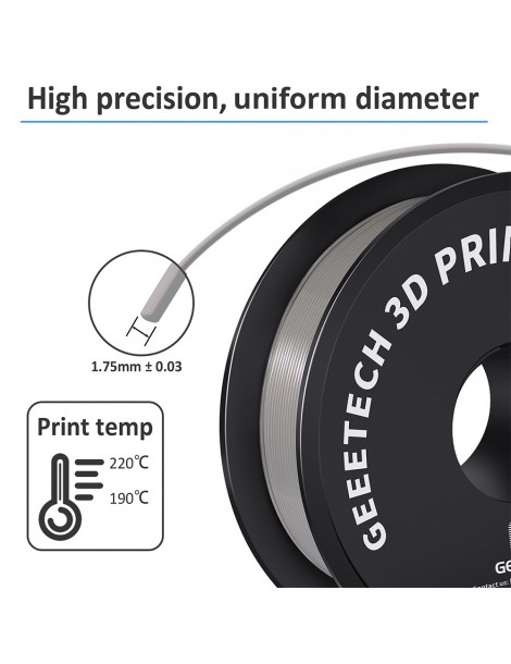 Filamento PLA Geeetech per stampante 3D precisione dimensionale 1 75 mm /- 0 03 mm Rocchetto da 1 kg (2 2 libbre) - Grigio Promozione