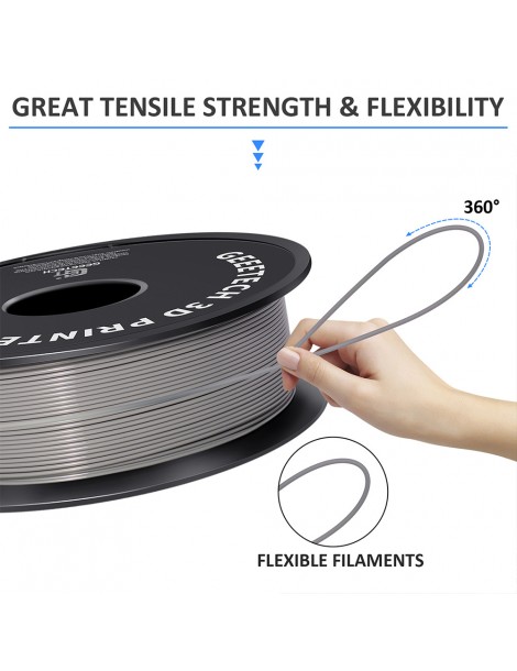 Filamento PLA Geeetech per stampante 3D precisione dimensionale 1 75 mm /- 0 03 mm Rocchetto da 1 kg (2 2 libbre) - Grigio Promozione