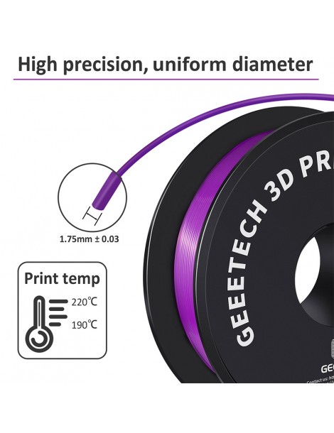 Filamento PLA Geeetech per stampante 3D precisione dimensionale 1 75 mm /- 0 03 mm Bobina da 1 kg (2 2 libbre) - Viola Spedizione Gratuita