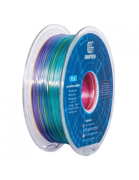 Geeetech Filamento PLA di seta per stampante 3D precisione dimensionale di 1 75 mm /- 0 03 mm Bobina da 1 kg - Arcobaleno Qualità Garantita
