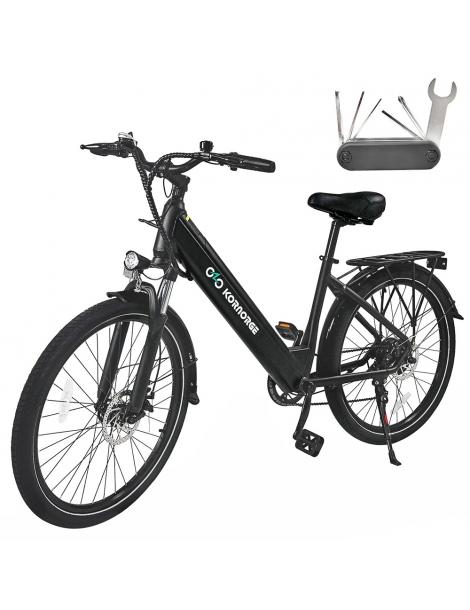 Kornorge C7 Bicicletta elettrica motore da 350W batteria da 36V/12 5Ah pneumatici da 26 pollici autonomia di 50km - Nero Offerta esclusiva