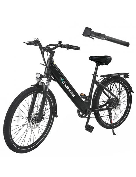 Kornorge C7 Bicicletta elettrica motore da 350W batteria da 36V/12 5Ah pneumatici da 26 pollici autonomia di 50km - Nero Offerta esclusiva
