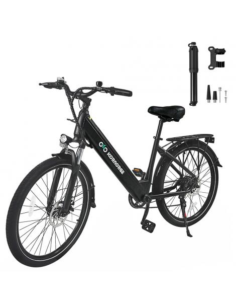 Kornorge C7 Bicicletta elettrica motore da 350W batteria da 36V/12 5Ah pneumatici da 26 pollici autonomia di 50km - Nero Offerta esclusiva