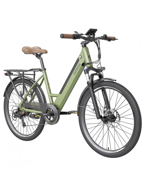 FAFREES F26 Pro 26'' E-Bike da città passo-passo 25 Km/h Motore 250W 36V 10Ah Batteria incorporata rimovibile-Verde Vendite stagionali