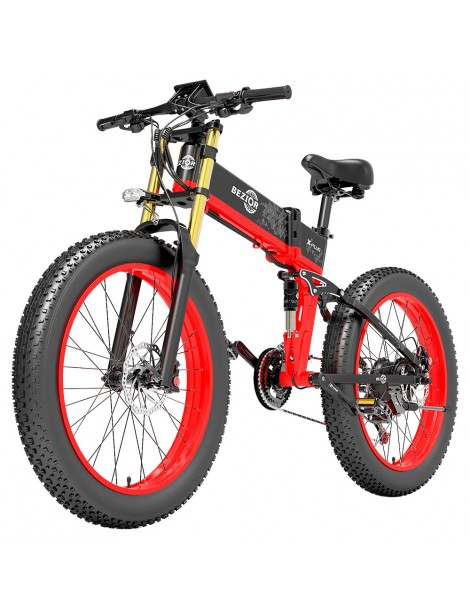 BEZIOR X-PLUS Bicicletta elettrica 1500W Motore 48V 17.5Ah Batteria - Rosso Offerta San Valentino