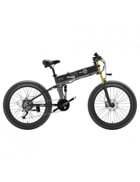 BEZIOR X-PLUS Electric Bike 1500W Motor 48V 17.5Ah Battery 26*4.0 Tire Mountain Bike 40 km/h Max Speed 200kg Load -Black
