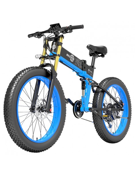BEZIOR X-PLUS Electric Bike 1500W Motor 48V 17.5Ah Battery 26*4.0 Tire Mountain Bike 40 km/h Max Speed 200kg Load - Blue Smaltimento dello stoccaggio