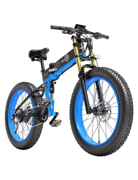BEZIOR X-PLUS Electric Bike 1500W Motor 48V 17.5Ah Battery 26*4.0 Tire Mountain Bike 40 km/h Max Speed 200kg Load - Blue Smaltimento dello stoccaggio