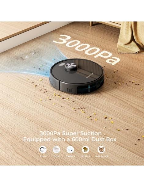 Tesvor S5 Robot Aspirapolvere 3 in 1 Aspirazione Mopping Spazzare 3000Pa Aspirazione Navigazione LiDAR - Nero Ritorno libero