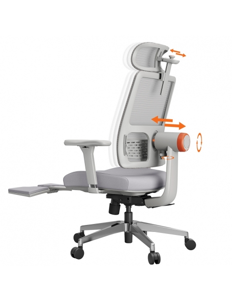 NEWTRAL MagicH-BPro Sedia ergonomica con poggiapiedi poggiaschiena auto-avvolgente supporto lombare adattivo - Grigio
