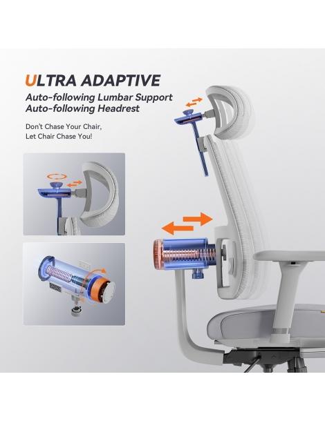NEWTRAL MagicH-BPro Sedia ergonomica con poggiapiedi poggiaschiena auto-avvolgente supporto lombare adattivo - Grigio 50% di sconto per tempo limitato