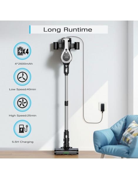 MOOSOO YC1 Aspirapolvere senza fili alta aspirazione 12kPa fino a 40min di funzionamento display a LED - Argento Italia