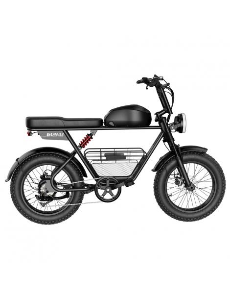 GUNAI-T Bicicletta elettrica motore 1000W batteria 48V 21Ah pneumatici grassi 20*4.0 pollici velocità massima 60km/h - Nero