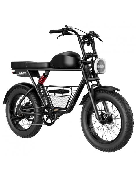 GUNAI-T Bicicletta elettrica motore 1000W batteria 48V 21Ah pneumatici grassi 20*4.0 pollici velocità massima 60km/h - Nero Offerta speciale