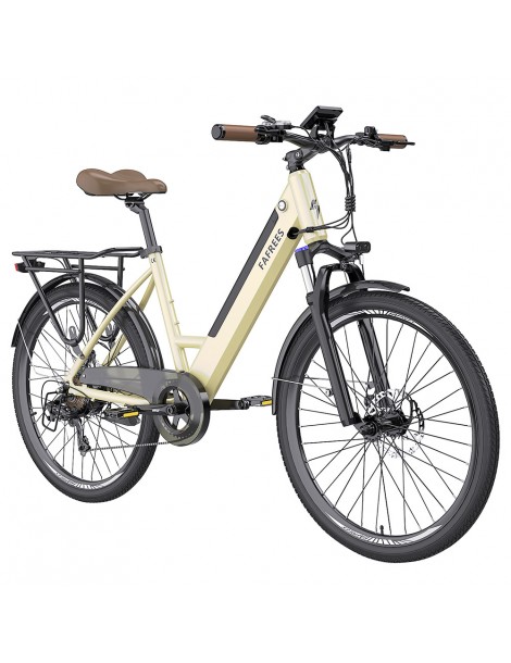 FAFREES F26 Pro 26'' E-Bike da città passo-passo 25 Km/h Motore 250W 36V 10Ah Batteria incorporata rimovibile-Oro Offerta San Valentino