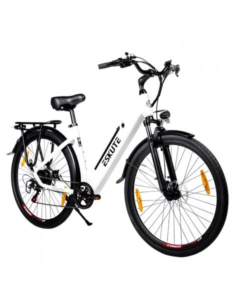 ESKUTE ES-28-SDXK Bicicletta elettrica motore da 250W batteria da 36V 20Ah pneumatici da 28*1.75 pollici - Bianco Smaltimento dello stoccaggio