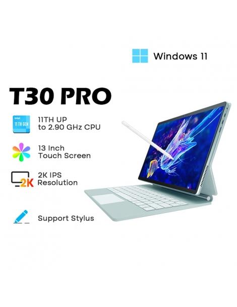 DERE T30 PRO 2-in-1 Laptop 13 pollici 2K IPS Touch Screen Tablet PC/Tastiera magica Penna stilo 16GB DDR4 512GB SSD - Verde Liquidazione