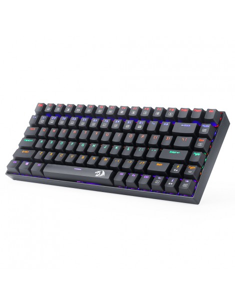 K629-KB 75% Arcobaleno LED retroilluminazione tastiera meccanica da gioco 84 tasti interruttore blu-nero