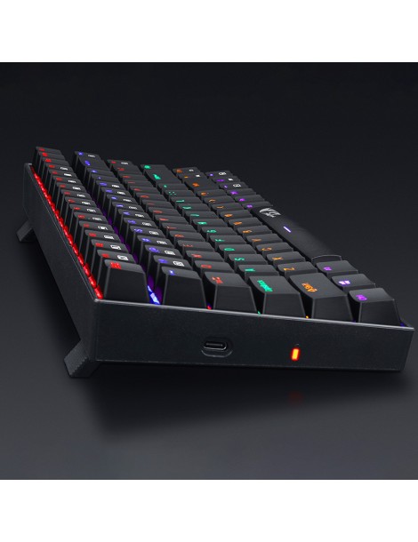 K629-KB 75% Arcobaleno LED retroilluminazione tastiera meccanica da gioco 84 tasti interruttore blu-nero Ultimi due giorni