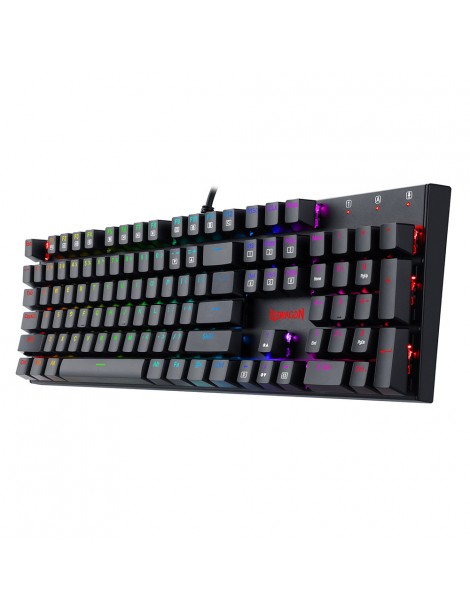 Tastiera meccanica cablata a 104 tasti K565-RGB Retroilluminazione RGB Layout USA Base in alluminio Interruttore rosso - Nero Promozione temporanea