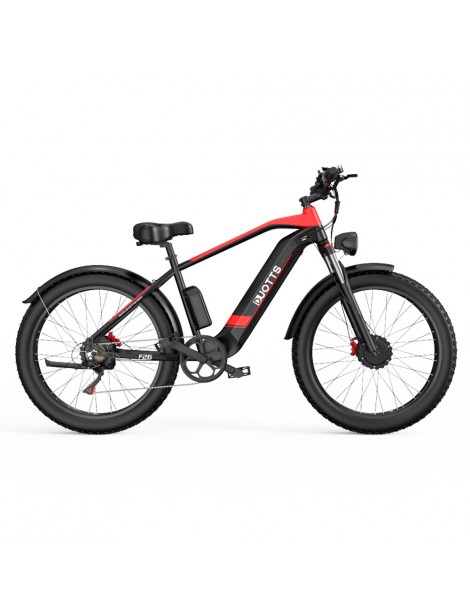 DUOTTS F26 26*4.0 Inch Bicicletta elettrica con pneumatici grassi doppio motore 750W*2 batteria LG 17.5Ah - Nero 2025
