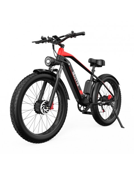 DUOTTS F26 26*4.0 Inch Bicicletta elettrica con pneumatici grassi doppio motore 750W*2 batteria LG 17.5Ah - Nero 2025
