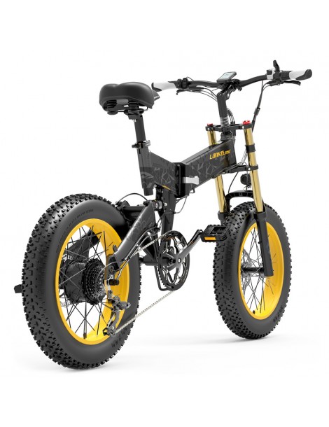 LANKELEISI X3000 Plus Bicicletta elettrica pieghevole Big Fork 48V 1000W Motore 17.5Ah Batteria - Nero Qualità Garantita