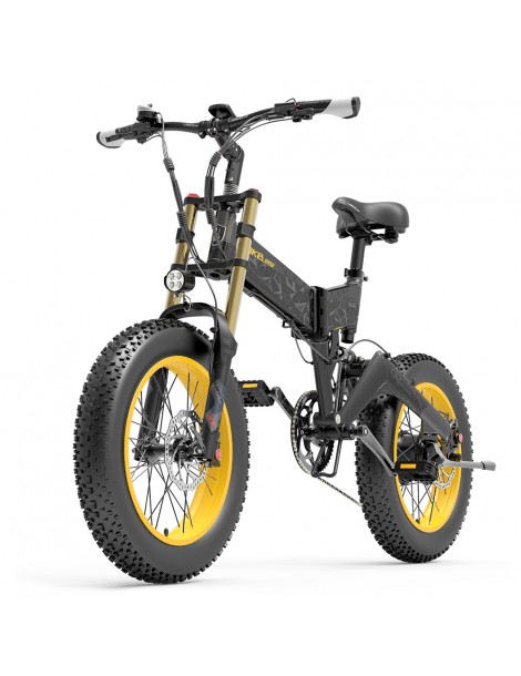 LANKELEISI X3000 Plus Bicicletta elettrica pieghevole Big Fork 48V 1000W Motore 17.5Ah Batteria - Nero Qualità Garantita