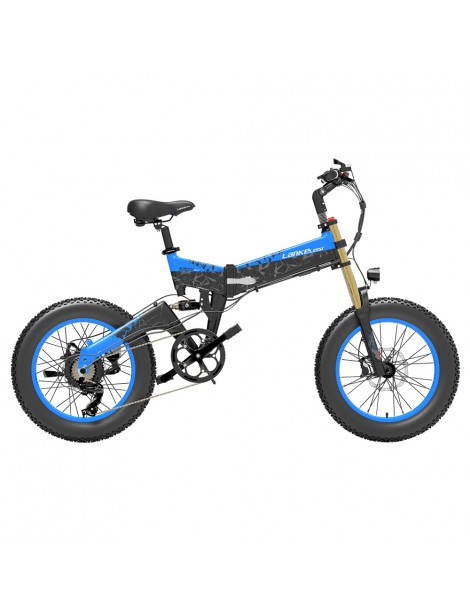 LANKELEISI X3000 Plus Bicicletta elettrica pieghevole Big Fork 48V 1000W Motore 17.5Ah Batteria - Nero e Blu