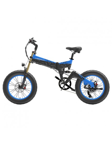 LANKELEISI X3000 Plus Bicicletta elettrica pieghevole Big Fork 48V 1000W Motore 17.5Ah Batteria - Nero e Blu Negozi Online