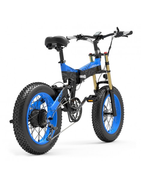 LANKELEISI X3000 Plus Bicicletta elettrica pieghevole Big Fork 48V 1000W Motore 17.5Ah Batteria - Nero e Blu Negozi Online