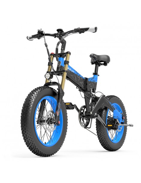 LANKELEISI X3000 Plus Bicicletta elettrica pieghevole Big Fork 48V 1000W Motore 17.5Ah Batteria - Nero e Blu Negozi Online
