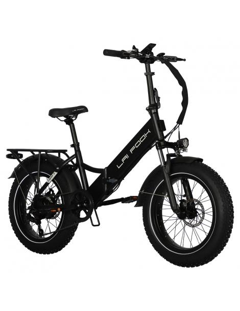 LAIFOOK Cityfun S Bicicletta elettrica pieghevole motore 250W batteria da 48V 10.4AH pneumatici grassi da 20 x 4.0" - Nero