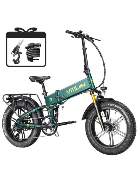 Vitilan I7 Pro 3.0 Bicicletta elettrica motore 750W 48V 20Ah pneumatico grasso 20*4.0 pollici 45km/h 80Nm 110km - Verde