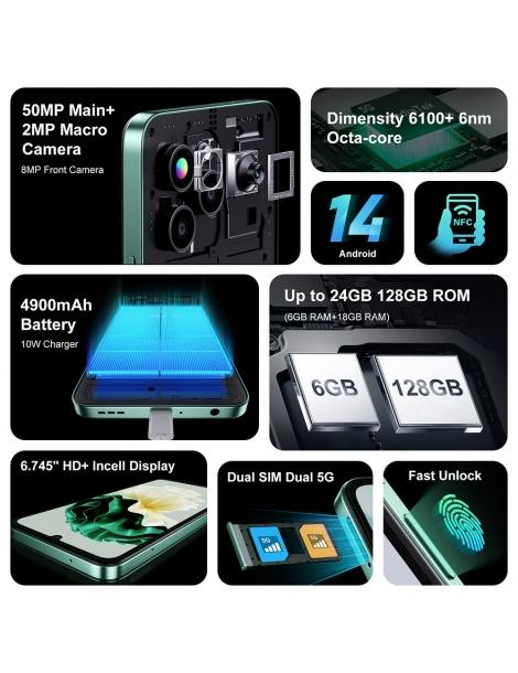 FOSSiBOT S1 5G 6GB+128GB Smartphone schermo da 6 745 pollici fotocamera da 50MP NFC GPS Android 14 - Nero Offerta Anniversario