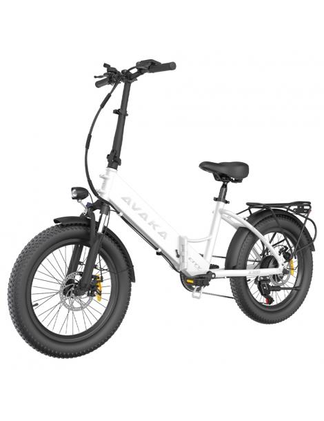 AVAKA K300 Bicicletta elettrica pieghevole motore 350W batteria 36V 16Ah pneumatici 20*3.0 pollici 31km/h 100km - Bianco Limitato a 3 giorni
